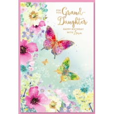 BIRTHDAY CARDS,Granddaughter Floral Butterflies