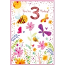 GREETING CARDS,Age 3 Female 6's Bees, Butterflies, Flowers