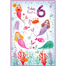 AGE 6 CARDS, 6's Female Mermaids & Sealife