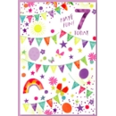 GREETING CARDS,Age 7 Female 6's Bunting & Rainbows