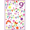 AGE 9 CARDS,6's Female Bunting & Rainbows