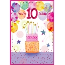 GREETING CARDS,Age 10 Female 6's Cake & Balloons