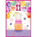 GREETING CARDS,Age 11 Female 6's Cake & Balloons