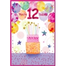 GREETING CARDS,Age 12 Female 6's Cake & Balloons