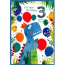 AGE 3 CARDS, 6's Male Dinosaur & Balloons