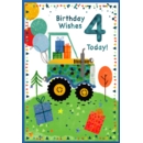 GREETING CARDS,Age 4 Male 6's Tractor, Presents & Balloons