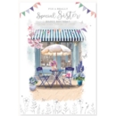 BIRTHDAY CARDS,Sister 6's Floral Alfresco Seating