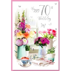 AGE 70 CARDS,Female 6's Floral Vases