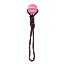 DOG BALL With Treat hold teeth Total Length 38cm Inc. Rope
