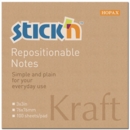 STICK ON NOTES,Kraft 75x75mm 100's Repositional (Hopax)