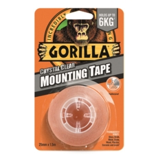 GORILLA MOUNTING TAPE CLEAR D/Sided W/Proof 25mm x 1.5m