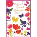 BIRTHDAY CARDS,Great Grandd'tr 6's Floral Butterflies