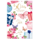 GREETING CARDS,Age 50 Female 6's Butterflies & Presents