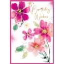 GREETING CARDS,Birthday 6's Pink Flowers