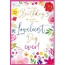 GREETING CARDS,Birthday 6's Floral Text