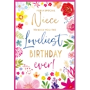 BIRTHDAY CARDS,Niece 6's Floral Text