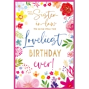 BIRTHDAY CARDS,Sister in Law 6's Floral Text