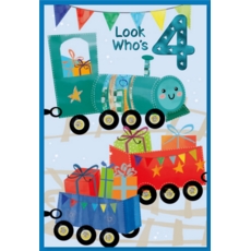 AGE 4 CARDS, 6's Male Train, Carriages & Presents
