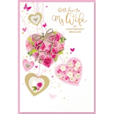 ANNIVERSARY CARDS,Wife Floral Hearts