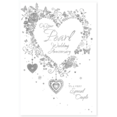ANNIVERSARY CARDS,Pearl 6's Heart Wreath