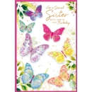 BIRTHDAY CARDS,Sister 6's Butterflies & Foliage