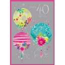 AGE 40 CARDS, 6's Female Floral Balloons