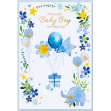 BABY BOY CONGRATS. CARDS,6's Presents Blue