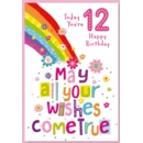 GREETING CARDS,Age 12 Female 6's Rainbow & Flowers