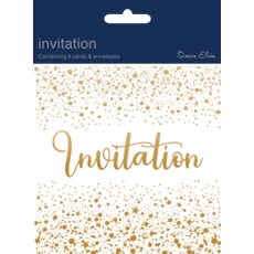 INVITE CARD,Open Gold Dots and Stars 6's