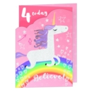 AGE 4 CARDS, 6's Female Unicorn & Rainbow