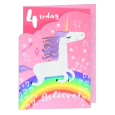 AGE 4 CARDS,Female 6's Unicorn & Rainbow Was 0.90)