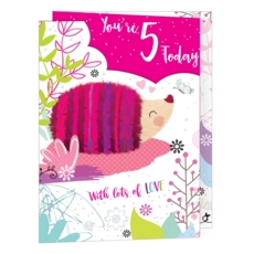 AGE 5 CARDS, 6's Female Pink Hedgehog