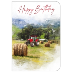 BIRTHDAY CARDS,6's Tractor & Hay Bales