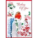 XMAS CARDS,Thinking of You 6's Robin on Snowy Fence