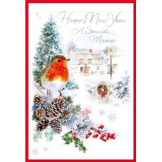 XMAS CARDS,New Year 6's Robin in the Snow