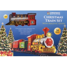 XMAS TRAIN,with 3 Carriages, 330cm of Track 14pc.