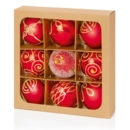 TREE DECORATION,Bauble Red 60mm Multi Finish 9's