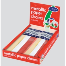 PAPER CHAINS,Asst Col Metallic S/Adh,45's H/pk CDU(Was 0.99)