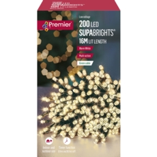 LIGHTS,LED Supabrights Multi Action Warm White 200's Boxed