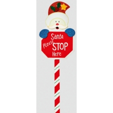 SIGN,Santa Stop Here Wooden 76cm Assorted Designs
