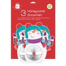 DECORATION,3D Honeycomb, Snowman 35cm (Was 2.99)