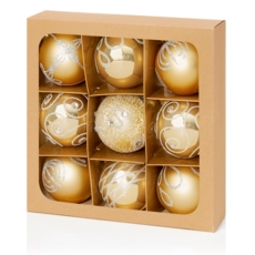 TREE DECORATION,Bauble Gold 60mm Multi Finish 9's
