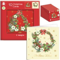 BOXED CARDS,Tree & Wreath Square 10's