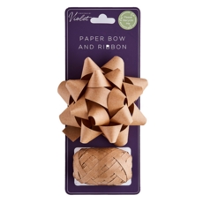 RIBBON & BOW SET,Foil Paper Kraft Large(2 Piece)(Was 1.19)