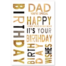 BIRTHDAY CARDS,Dad 6's Gold Text