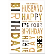 BIRTHDAY CARDS,Husband 6's Gold Text
