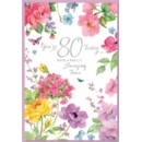 GREETING CARDS,Age 80 Female 6's Floral Butterflies