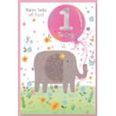 GREETING CARDS,Age 1 Female 6's Elephant & Balloon