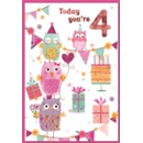 GREETING CARDS,Age 4 Female 6's Owls & Presents