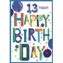 GREETING CARDS,Age 13 Male 6's Text & Balloons